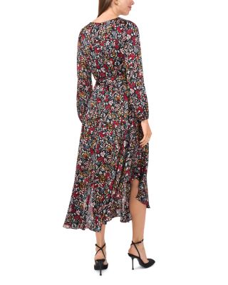Floral V Neck A Line Dress