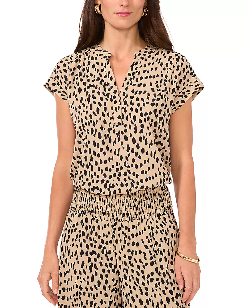 Vince Camuto V Neck Front Placket Top
