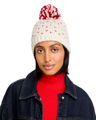 Heart Pom Pom Knit Hat - Exclusive
