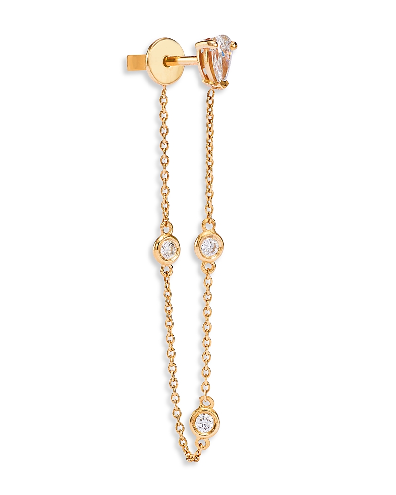 Moon & Meadow 14k Yellow Gold Lab Grown Diamond Pear & Round Single Stud Chain Earring In Multi