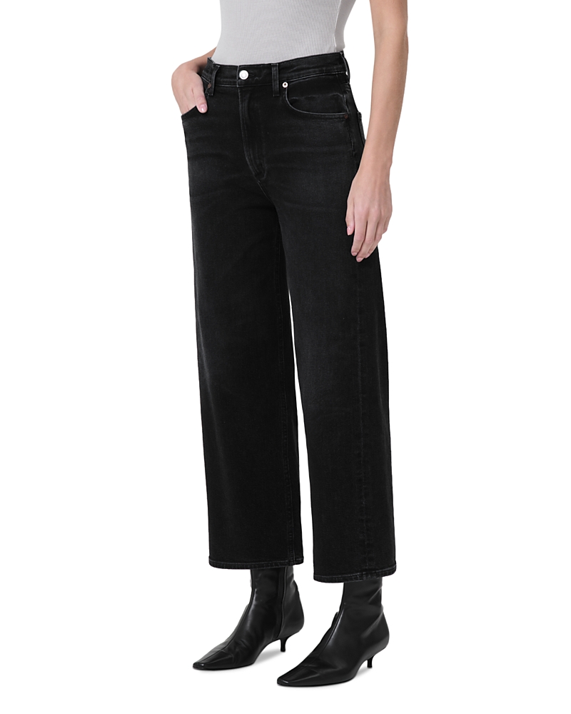Agolde Ren High Rise Wide Leg Jeans In Hush In Black