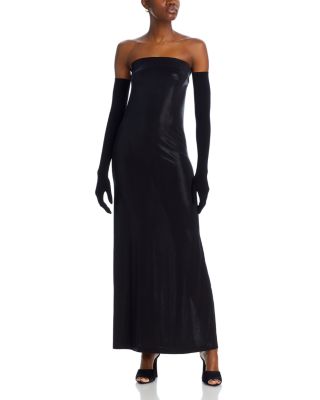 Strapless Side Slit Gown