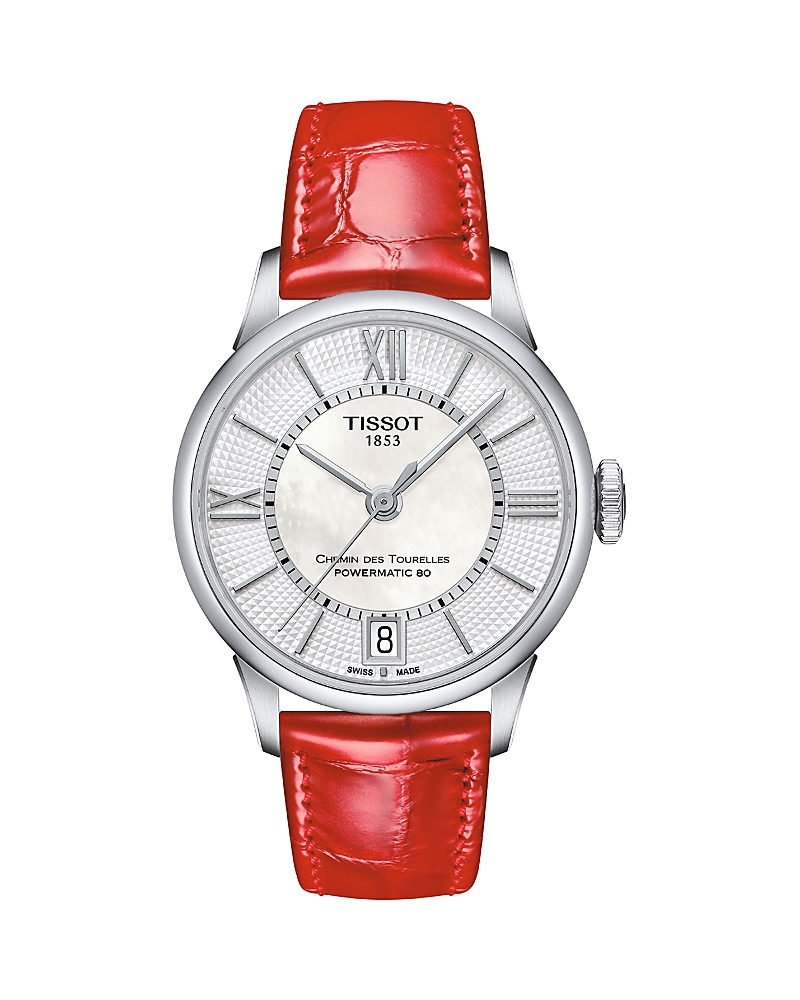 Tissot Chemin Des Tourelles Powermatic 80 Watch, 32mm In White/red