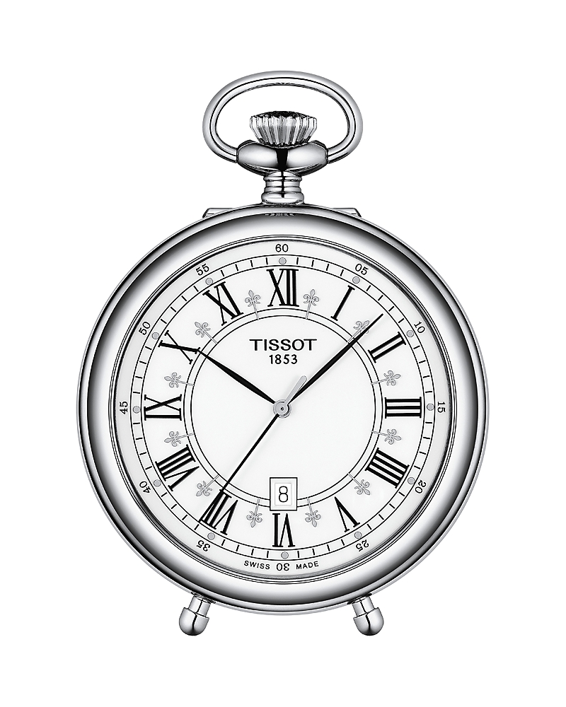Tissot Stand Alone Pocket Watch, 49.6mm In White/silver