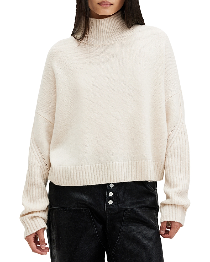 Shop Allsaints Ines Cashmere & Wool Turtleneck Sweater In Ivory White