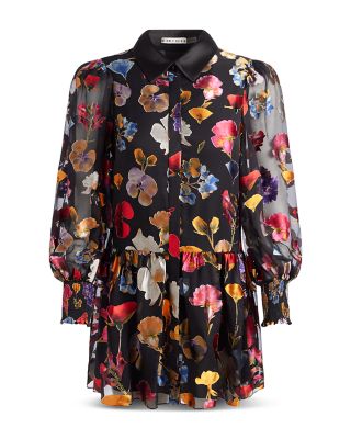 black long sleeve satin mini dress Quinton Black Satin Long Sleeve Tie Mini Dress - US 2