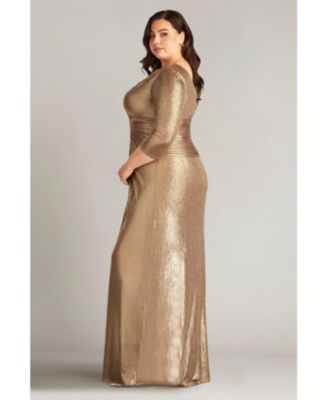 Plus Ryah Metallic Twist Drape Gown