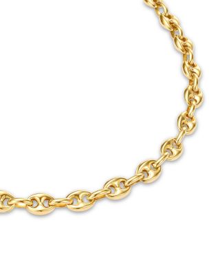 14K Yellow Gold Heavy Metal Puff Mariner Link Chain Bracelet