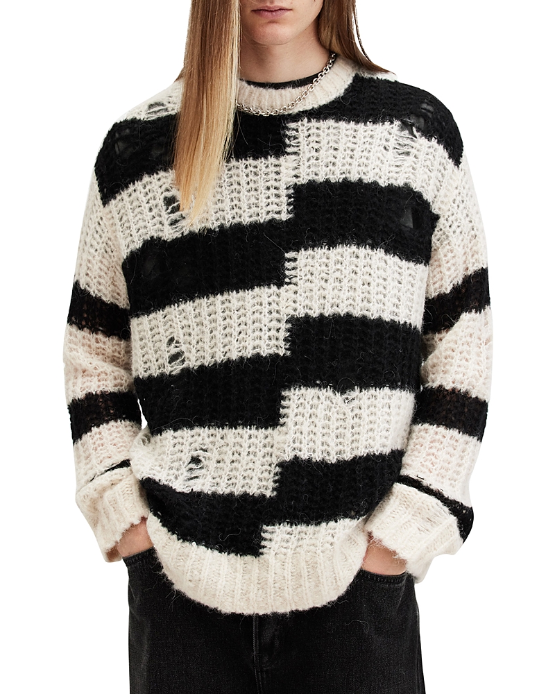 Shop Allsaints Pip Broken Stripe Oversized Fit Sweater In Ecru White