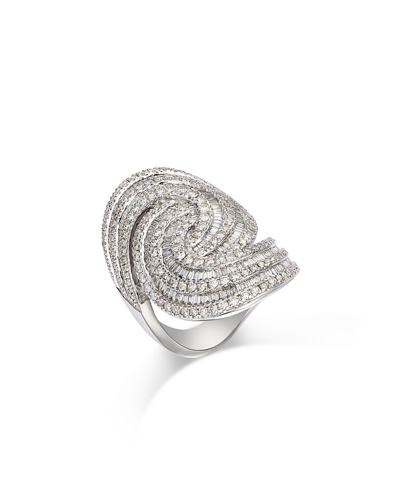 Bloomingdale's Fine Collection Bloomingdale's Diamond Pave Multirow Swirl Statement Ring In 14k White Gold, 2.50 Ct. T. W. In White