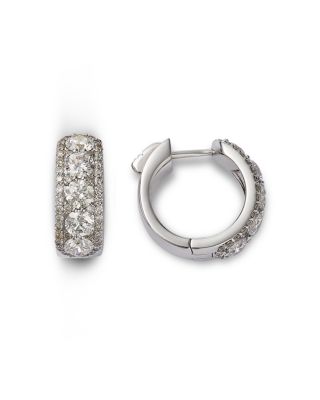 Diamond Huggie Hoop Earrings in 14K White Gold, 2.0 tcw 