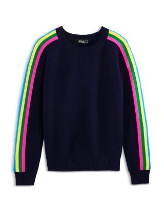 AQUA - Girls' Athletic Stripe Sleeve Cashmere Sweater, Big Kid - Exclusive