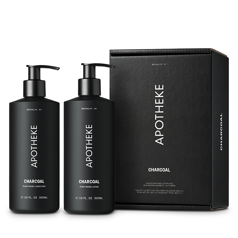 Apotheke Charcoal Liquid Soap And Lotion Duo In Black