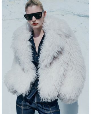 ジャケット・アウター SHORT FUR JACKET Threadbare short fur jacket with collar in gray | ASOS