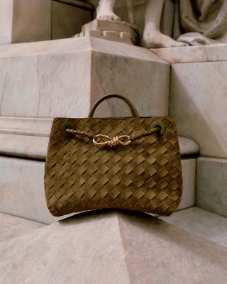 Bottega Veneta Small Andiamo Intrecciato Suede Top Handle