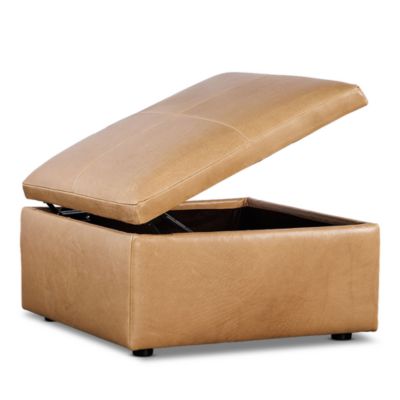 Alice Medium Square Storage Ottoman, in Leather