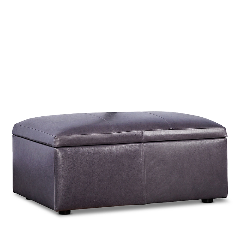 Bloomingdale's Auburn Medium Rectangle Ottoman, In Leather In Brighton Pewter