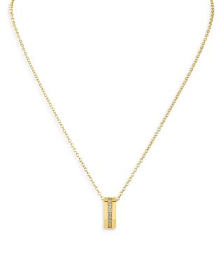 Kenneth Jay Lane - Pav&eacute; Ring Pendant Necklace in 14K Gold Plated, 16"-19"