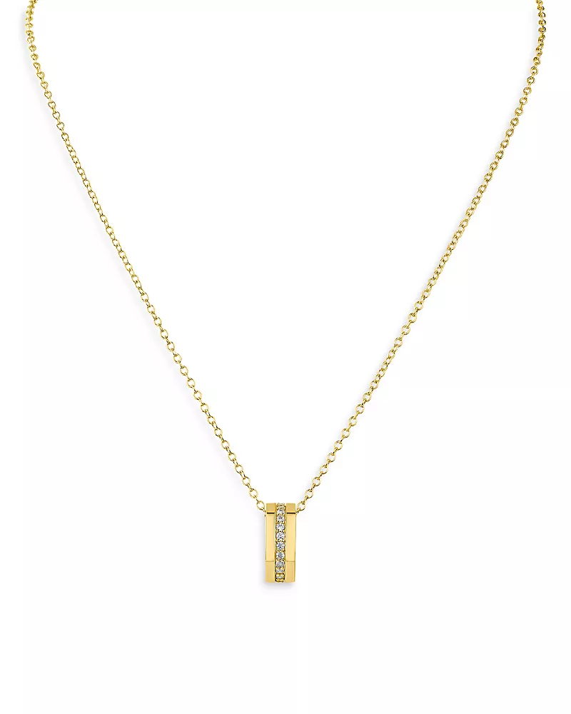 Kenneth Jay Lane Pave Ring Pendant Necklace in 14K Gold Plated, 16