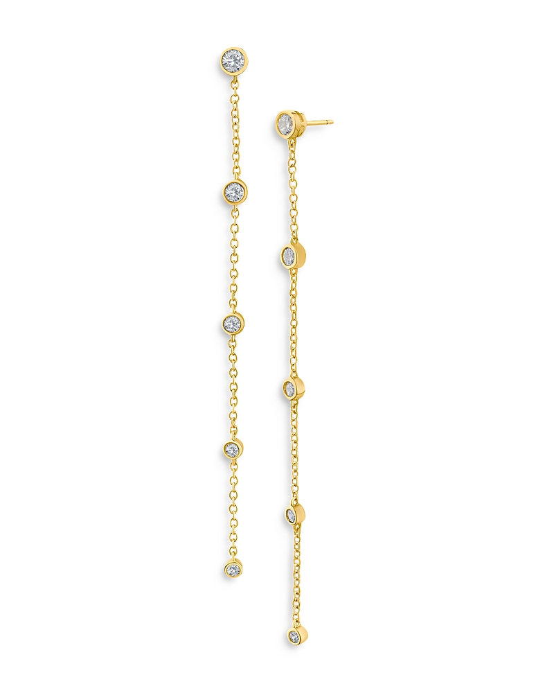 Kenneth Jay Lane Delicate Cubic Zirconia Chain Drop Earrings In Gold