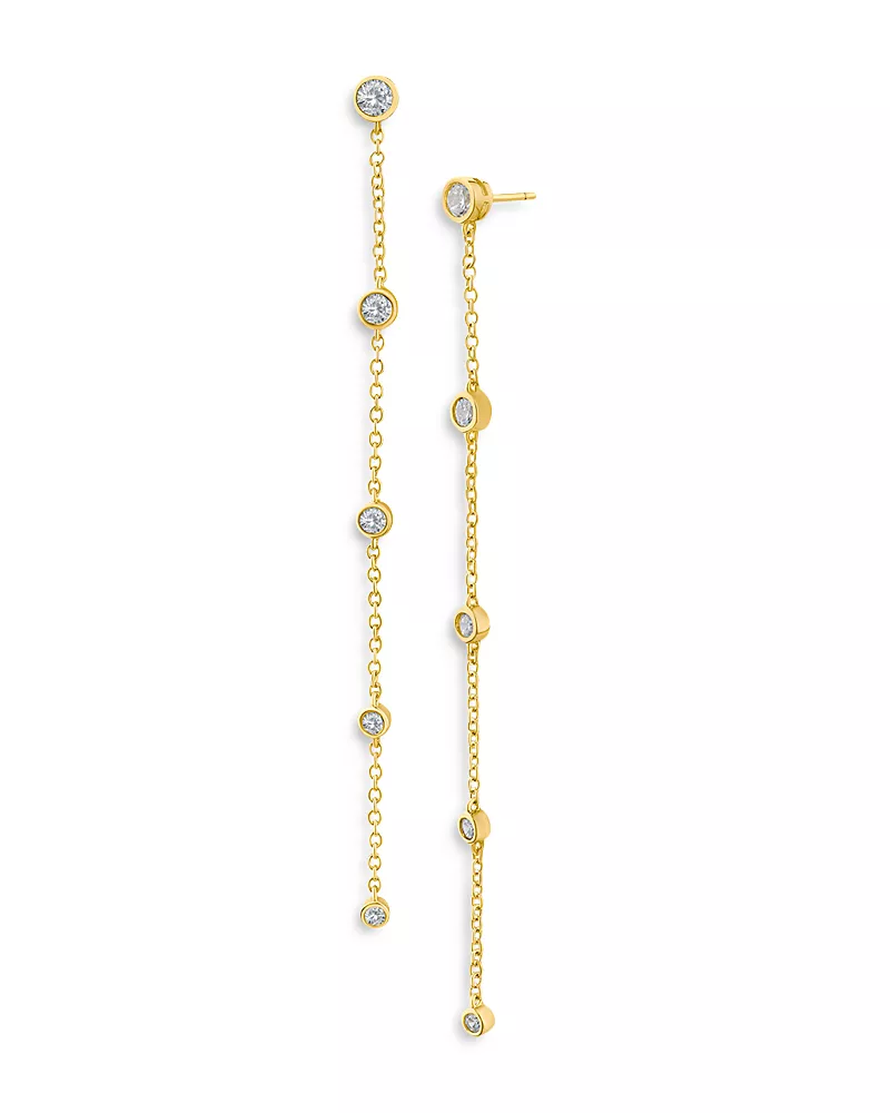 Kenneth Jay Lane Delicate Cubic Zirconia Chain Drop Earrings