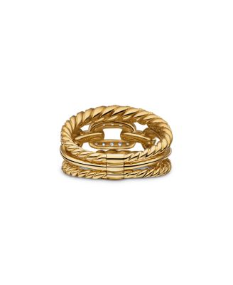 18K Yellow Gold Stax Three-Row Ring with Diamonds