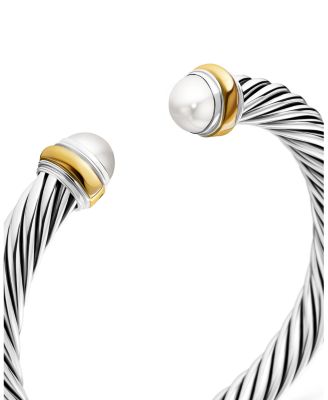 Classic Cable Bracelet in Sterling Silver with 14K Yellow Gold, 7mm
