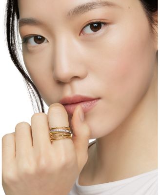 Crossover Ring in 18K Yellow Gold with Diamonds, 12mm