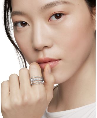 Crossover Ring in Sterling Silver with Diamonds, 12mm