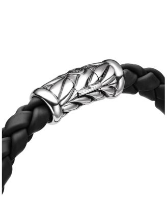 Men's Chevron Bracelet in Black Rubber and Sterling Silver, 8mm