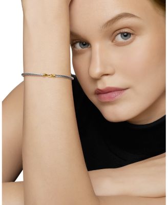Cable Collectibles Buckle Bangle Bracelet with 18K Gold, 3mm