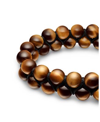 Men's Spiritual Beads Two-Row Bracelet with Tiger's Eye