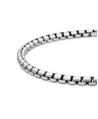 Men&#39;s Box Chain Bracelet in Sterling Silver, 4mm