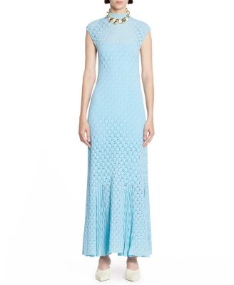 Lanvin Long Dress In Lace Effect Knit