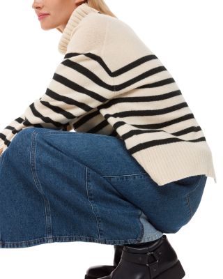 Stripe Wool Roll Neck Sweater