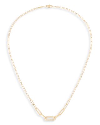 18K Yellow Gold Maillon Diamond Pav&eacute; Link Pendant Necklace, 16.93"