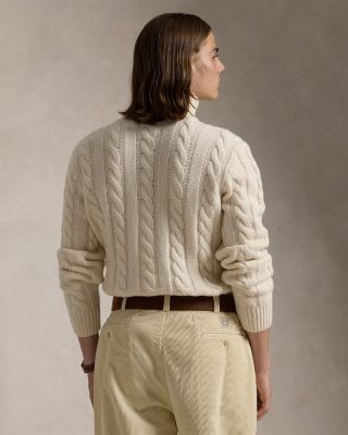 Cable Knit Wool Cashmere Turtleneck Sweater