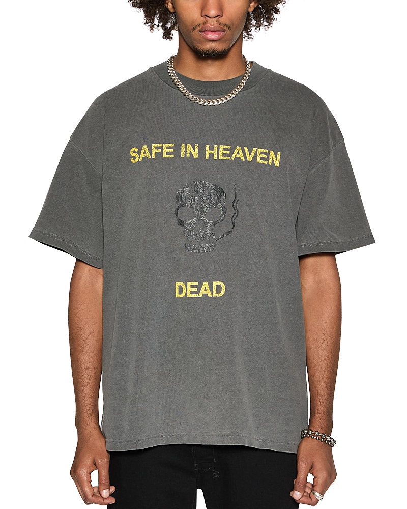 KSUBI DEAD EKCESS COTTON OVERSIZED FIT SKULL GRAPHIC TEE