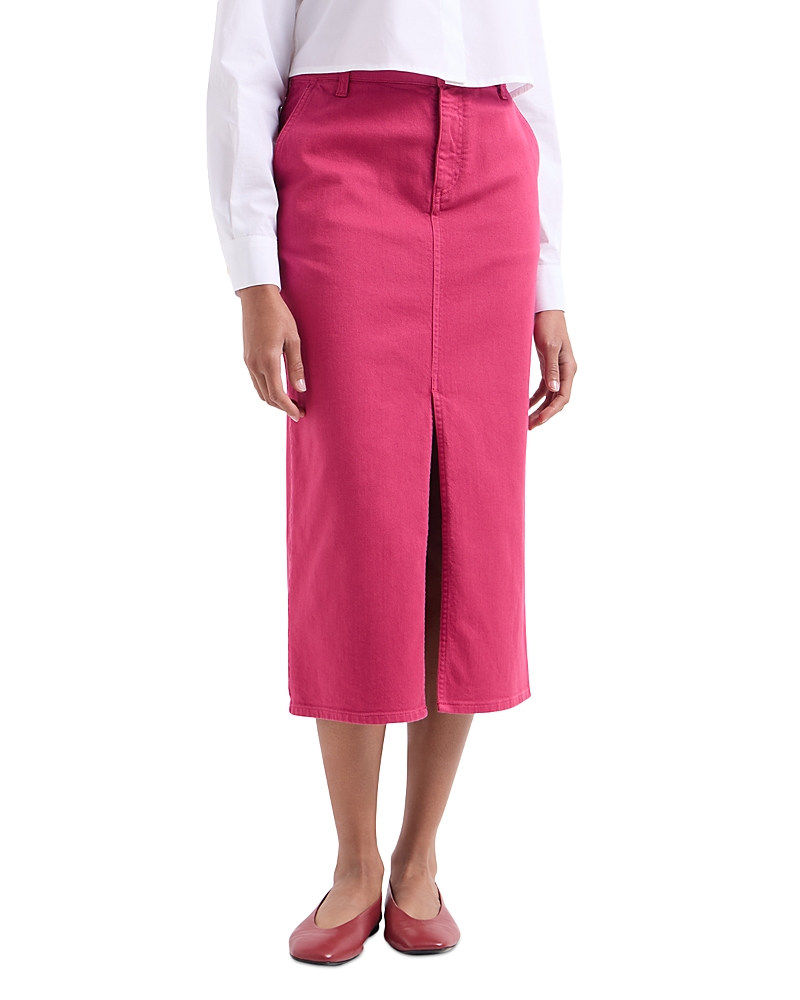 Emporio Armani Denim Straight Midi Skirt In Raspberry