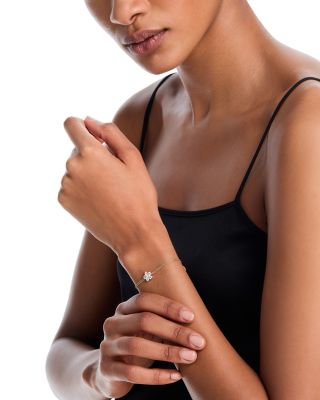 14K Yellow Gold Five Petal Lab Grown Diamond Flower Bracelet