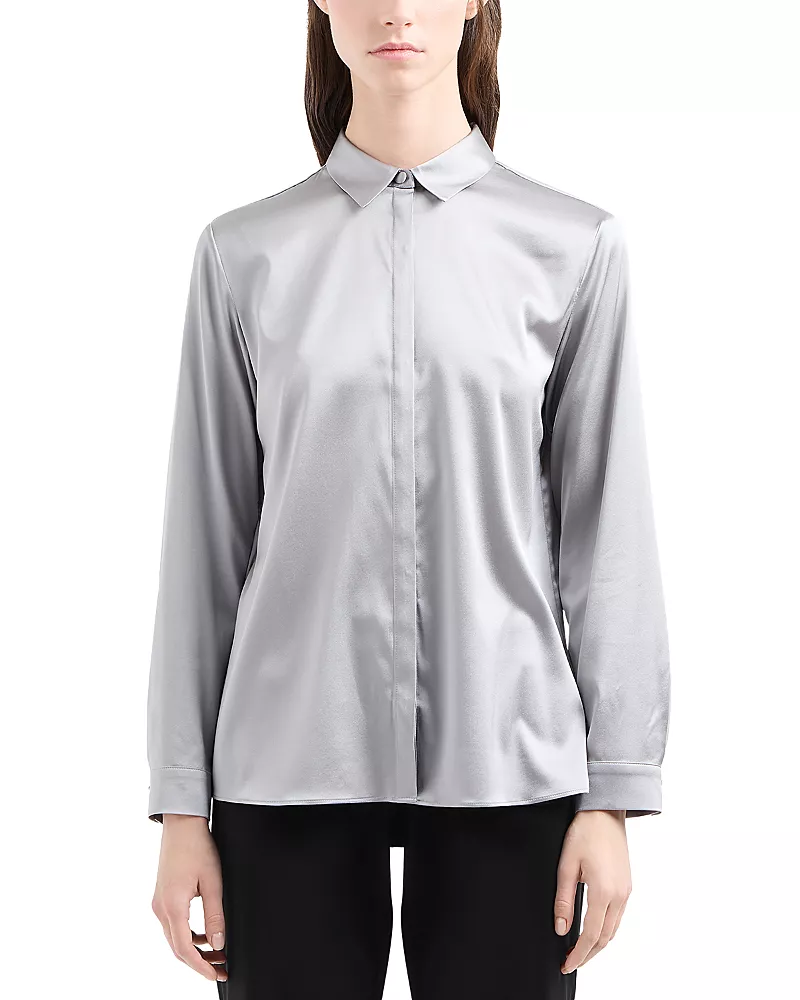 Emporio Armani Button Up Shirt in Stretch Silk