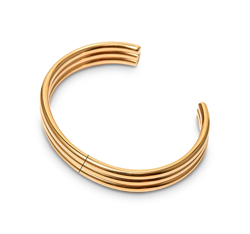 Shop Aqua Thin Ribbed Cuff Bracelet - Exclusive In Gold