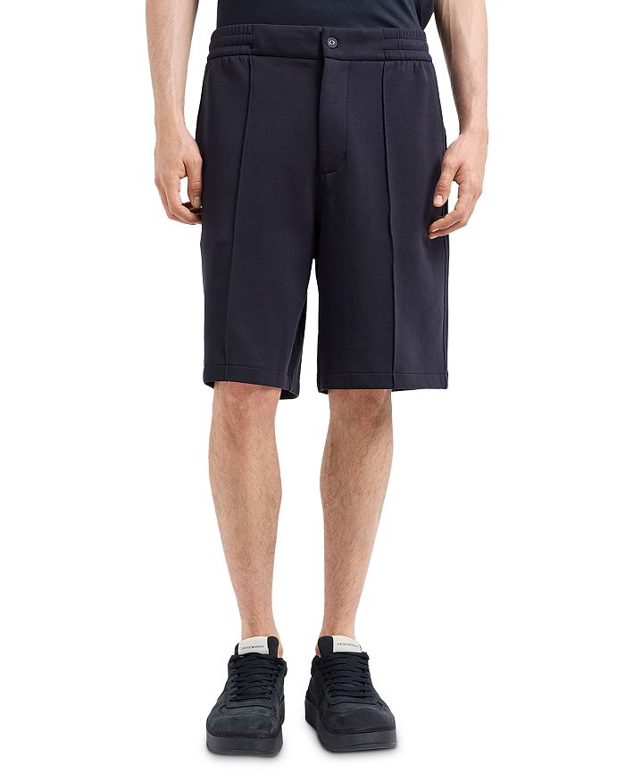 Emporio Armani Cotton Blend Double Jersey Regular Fit Bermuda Shorts Black