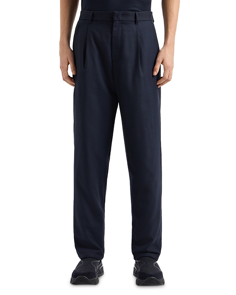 Emporio Armani Travel Essentials Trousers In Solid Blue