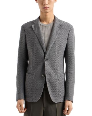Emporio Armani - Modern Fit Ultra Lightweight Wool Jacquard Knit Sport Jacket