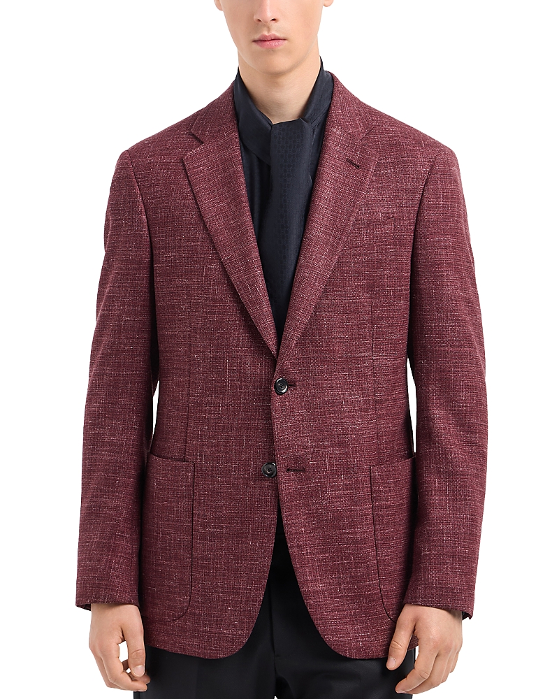 Emporio Armani Wool & Linen Blend Sport Jacket In Black Bean