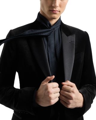 Regular Fit Embossed Print and Satin Lapel Blazer