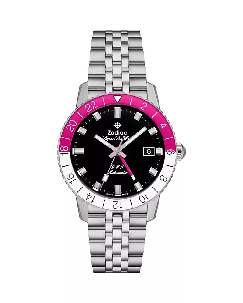 Zodiac Gmt Automatic Stainless Steel Watch, 37mm