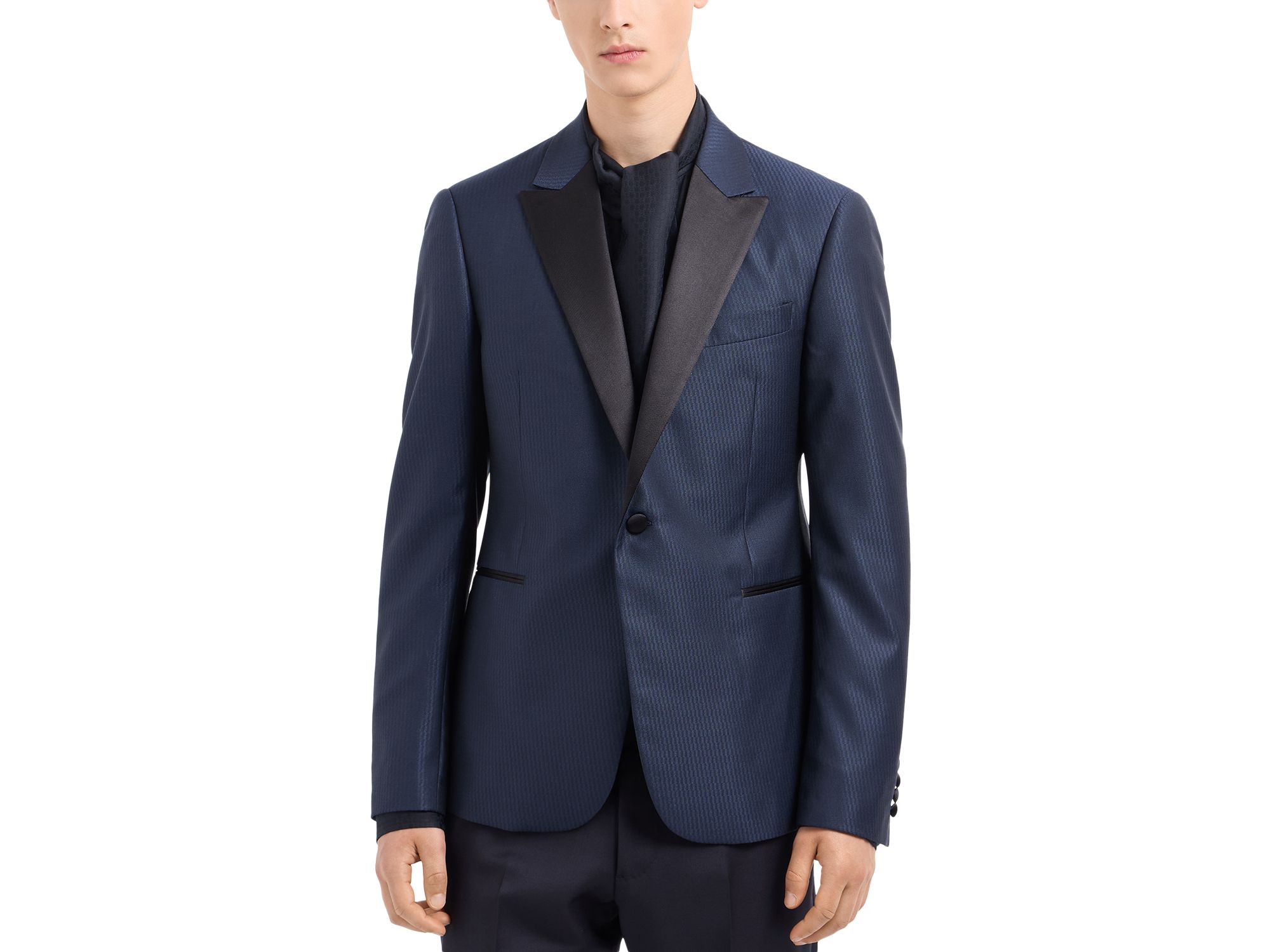 M Line Slim Fit Wool & Silk Peak Lapel Blazer - Image 1