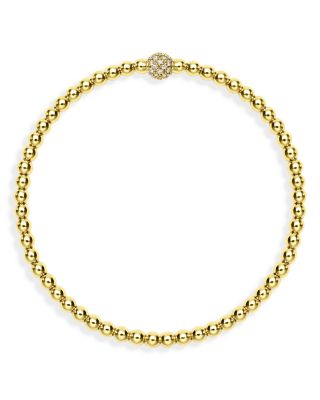 18K Yellow Gold Caviar Diamond Pav&eacute; Ball Stretch Bracelet